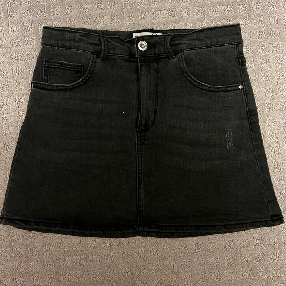 zara black jean skirt